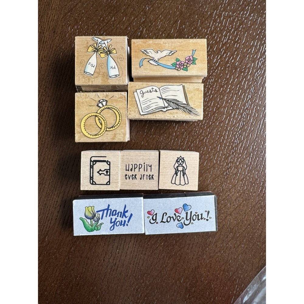 9 Wedding Theme Rubber Stamps Westwater Enterprises Wood Mount Vintage Set